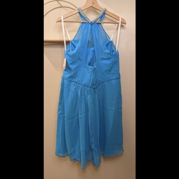 Short Chiffon Dress with Beaded Illusion Neckline - Picture 5 of 5